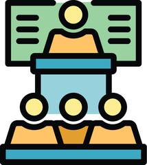 Poster - learning speaker icon outline vector. course seminar. study learn color flat