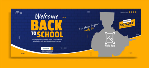 Wall Mural - Back to school business horizontal banner template design