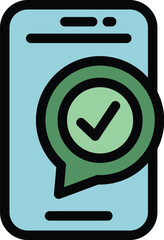 Sticker - Phone survey icon outline vector. Vote election. Public paper color flat