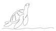 Turtle One line drawing isolated on white background