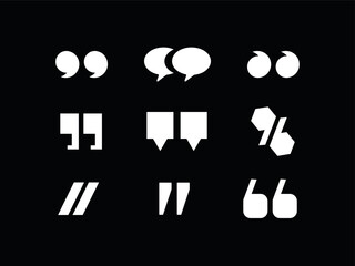 Quote marks vector abstract icon set.