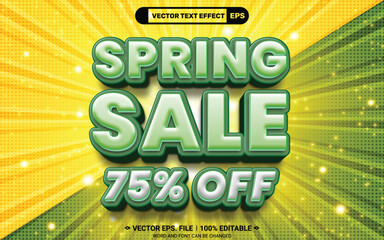 Poster - Spring sale 75 percent off editable 3d vector text effect