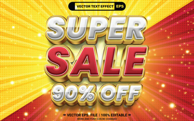 Poster - Super sale 90 percent off editable vector text effect