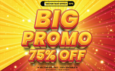 Canvas Print - Big promo 75 percent off 3d editable vector text style effect