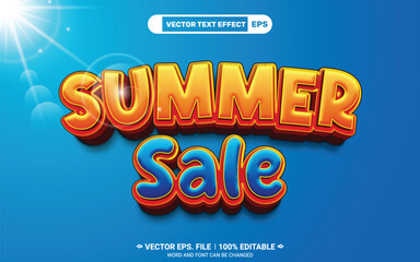 Canvas Print - Summer sale editable 3d vector text effect