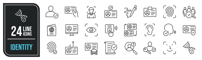 Identity line icons. Editable stroke. For website marketing design, logo, app, template, ui, etc. Vector illustration.