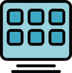 Poster - Home tv set icon outline vector. Remote video smart. Internet wifi color flat