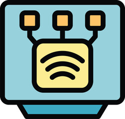 Poster - Wifi tv icon outline vector. Home internet. Smart monitor box color flat