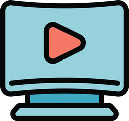 Poster - Smart video tv icon outline vector. Home monitor. Game wifi color flat
