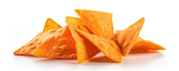 Wall Mural - Isolated crunchy doritos on the white background. Generative AI.