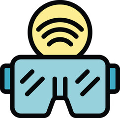 Poster - Vr glasses icon outline vector. Home tv. Video smart color flat