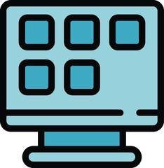 Poster - Computer internet icon outline vector. Tv remote video. Game wifi color flat
