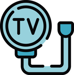 Poster - Tv box cable icon outline vector. Smart monitor. Home remote color flat