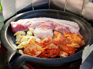 Canvas Print - Grilled pork with kimchi	, Korean cuisine