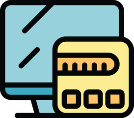 Poster - Smart tv box icon outline vector. Home video. Remote camera color flat