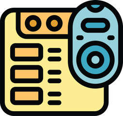 Sticker - Smart box remote control icon outline vector. Home video. Internet game color flat
