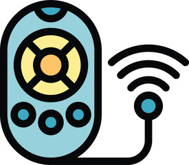Poster - Smart remote control icon outline vector. Home video. Computer monitor color flat