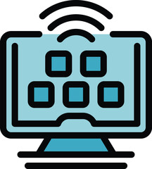 Poster - Smart monitor icon outline vector. Home tv. Computer game color flat