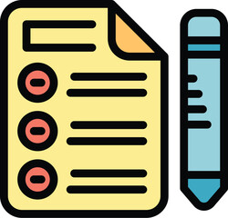 Poster - Study test icon outline vector. Safety class. Distance return color flat