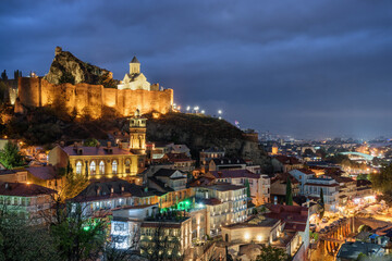 Wall Mural - Awesome evening view of Old Town of Tbilisi, Georgia