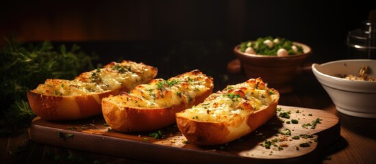 Aufkleber - Close up of garlic bread on table