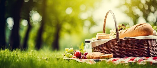 Aufkleber - Picnic essentials on grass outdoors