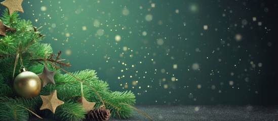 Aufkleber - Decorated tree with empty area surrounded by green Christmas items