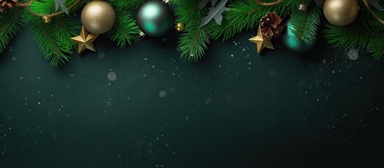 Aufkleber - Decorated tree with empty area surrounded by green Christmas items