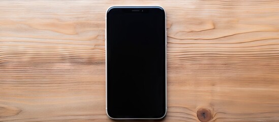 Poster - Wooden plate with space on top showcasing a smartphone