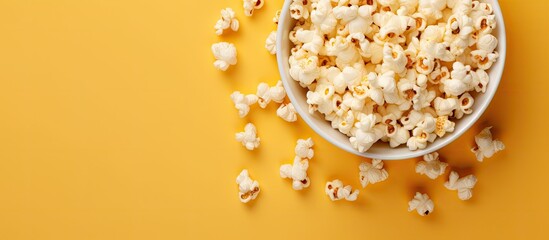 Aufkleber - Popcorn filled black plate seen from above on a beige surface
