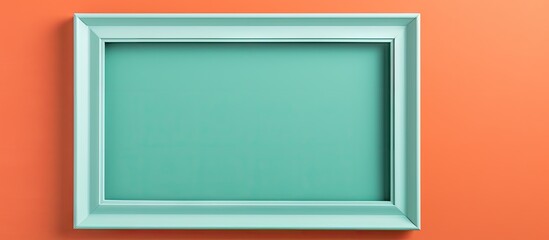 Aufkleber - A blue frame sits on a green table against an orange wall