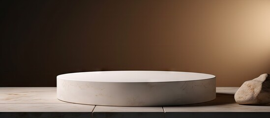 Poster - Empty porcelain podium for displaying goods with space for text Premium photo