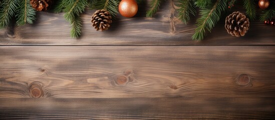 Poster - Decorated Christmas tree on wooden platform