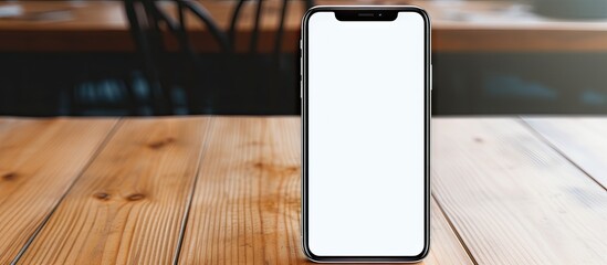 Poster - Wooden plate with space on top showcasing a smartphone