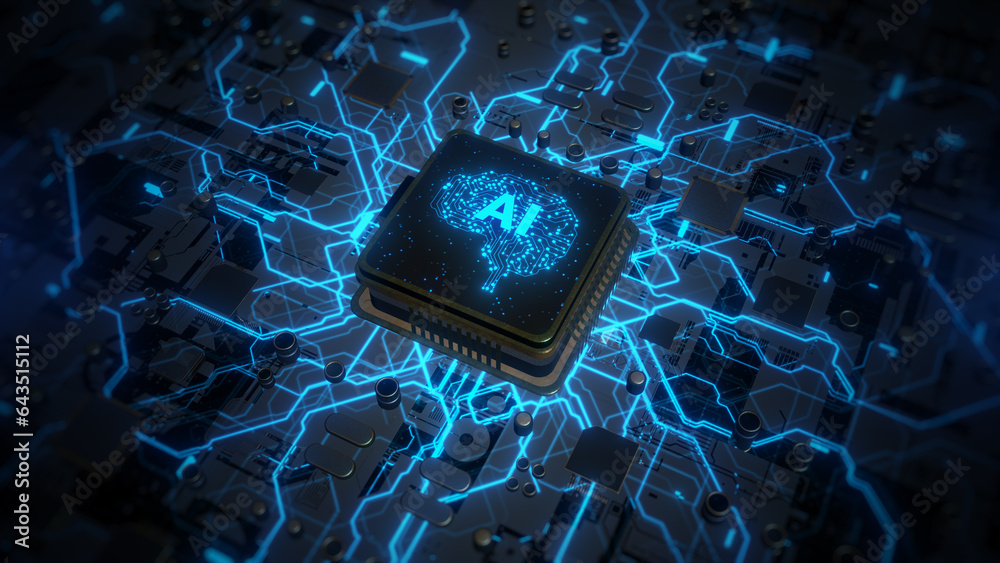 Brain central processor unit on circuit board, Artificial intelligence ...