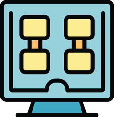 Poster - Pc gamer monitor icon outline vector. Digital device. Player platform color flat