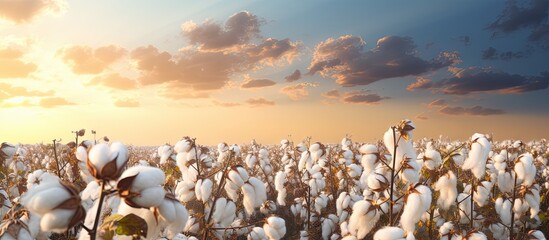 Wall Mural - Cotton field with empty space