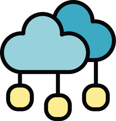 Poster - Cloud data game icon outline vector. Online gamer. App console color flat