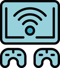 Poster - Gamer tv set icon outline vector. Online play. Digital device color flat