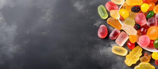 Poster - Candies and spreads on stone surface from above with room for text