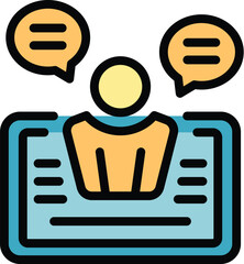 Poster - Online tablet icon outline vector. Game play. Computer gamer color flat