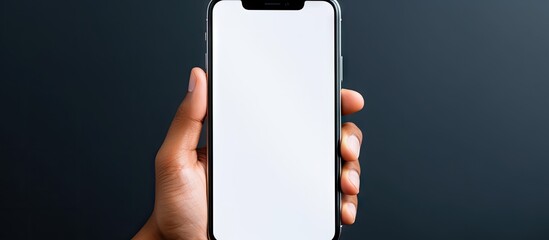 Aufkleber - Man holding smartphone for advertising text