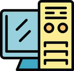 Poster - Gamer pc icon outline vector. Online game. App gamepad color flat