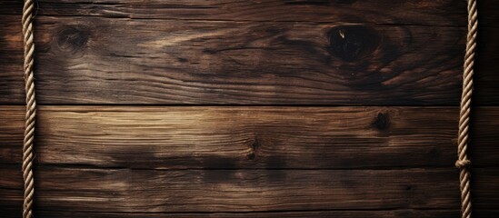 Poster - Hemp ropes against dark wood background