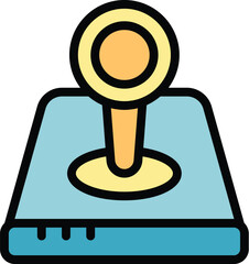 Poster - Joystick icon outline vector. Online game. Gamer console color flat
