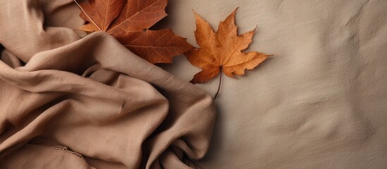 Aufkleber - Autumn themed composition with wrapped gift rustic background Fall concept flat lay copy space