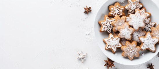 Aufkleber - Gingerbread cookies with icing on white plate
