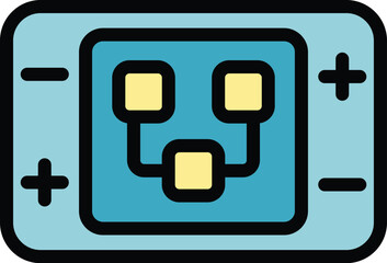 Poster - Console game icon outline vector. Online play. Control app color flat
