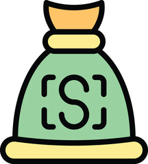 Poster - Game money bag icon outline vector. Online play. Pc digital color flat