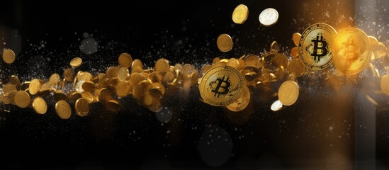 Poster - Background material with Bitcoin and empty space